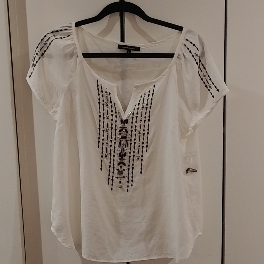 Nanette Lepore white beaded blouse